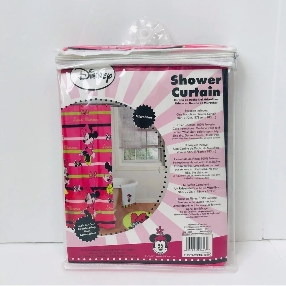 New! Disney Minnie Mouse Y2K Vintage Microfiber Pink Girls Kids Shower Curtain